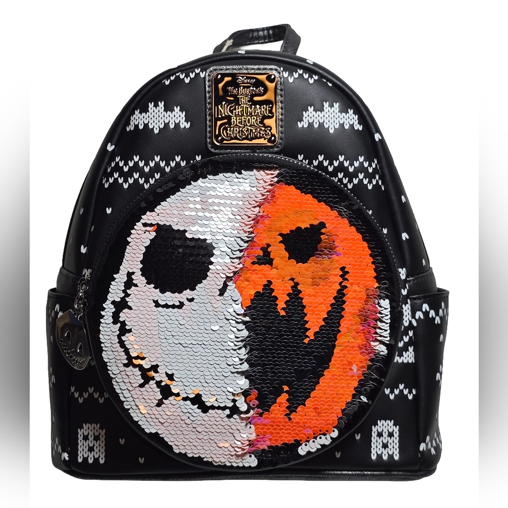 Loungefly NBC Jack Skellington Reversible Sequin Mini Backpack NWT